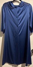 Vintage Henson Kickernick Nightgown Small Blue Floral Embroidered3/4 Sleeve