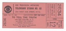 Original Vintage 1964 TO TELL THE TRUTH Ticket CBS Bud Collyer Game Show