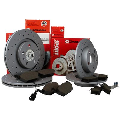 ZIMMERMANN SPORT BREMSSCHEIBEN KIT SET + BREMSBELÄGE + VORNE + HINTEN AUDI TT VW
