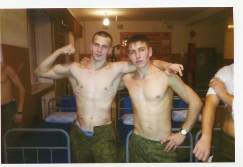 REPRINT 2000's Shirtless Handsome young man gay russian Soldiers vtg photo - Picture 1 of 1