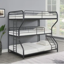 Heavy Duty Metal Triple Bunk Bed Twin/Full Size Platform Bed Frames Bedroom Sets
