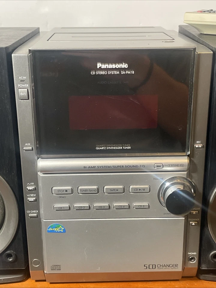 Panasonic 5 Disk CD Changer Model SA-PM18 W/2 Speakers SP-PM18 W/Remote (READ)!! - Image 2 of 4