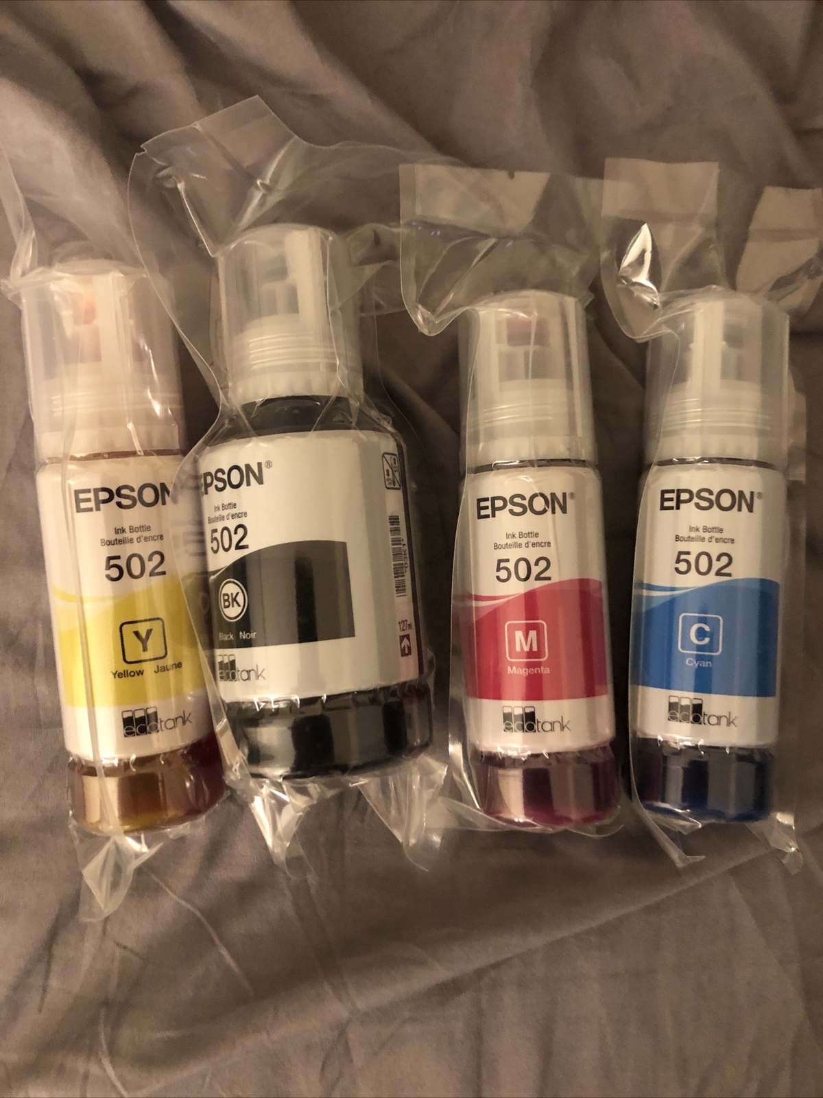 NEW Genuine Epson 502 Ink Bottle Set 4 bottles ALL ECOTANK printers using 502 10343940109 eBay