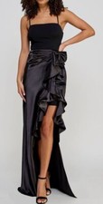 City Studios Women's Junior's Black Mixed-Media Cascading Ruffle Dress Size 5/6