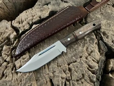 Handmade Hunting Knife, Camping, Bushcraft, Fixed Blade, Walnut Handle & Sheath