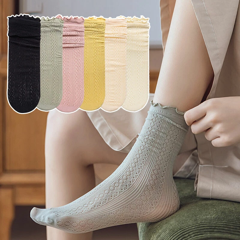 Womens Socks Spring Socks Lady Summer Hollow Out Girls Long Socks Mesh Thin Sox