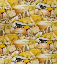 1yd 25"x 42" 100% cotton, Elizabeth's Studio, Cheese, Food, Yellow