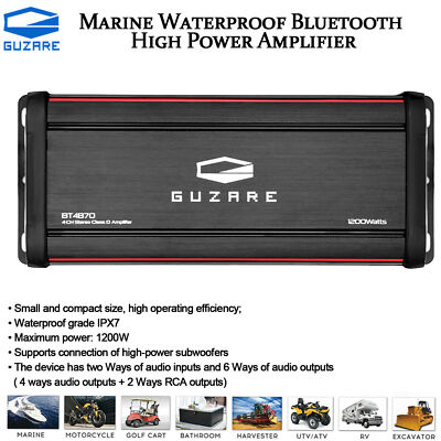 MARINE WASSERDICHTER VERSTÄRKER: 4-KANAL 1200W BOOT VERSTÄRKER GUZARE BT4B70