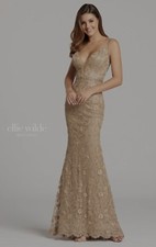 Ellie Wilde Prom Dress Size 8 Gold