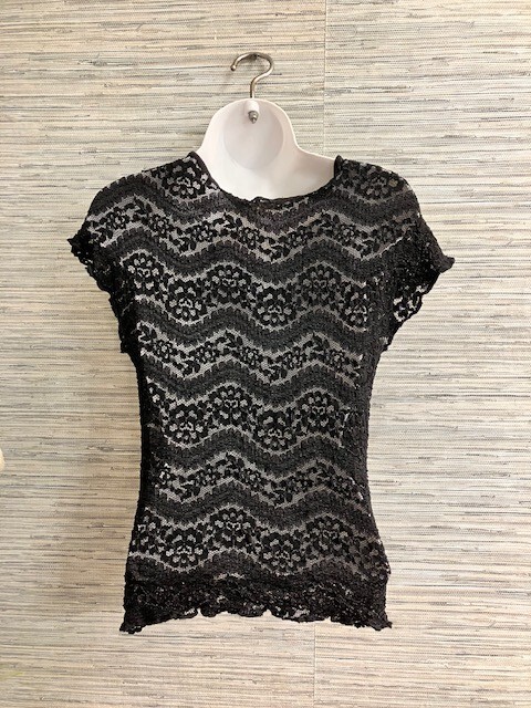 ESCAPADES - Size Small - Beautiful Vintage Partial Sheer Black