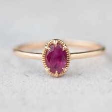 Natural Ruby Gemstone Solitaire Engagement Ring Rose Gold valentine day gifts