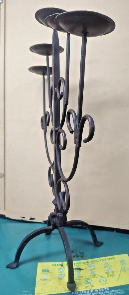 VTG. Gothic Wrought Iron Candle Stand Candelabras 25” tall 5 Tier Halloween  - Image 4 of 4