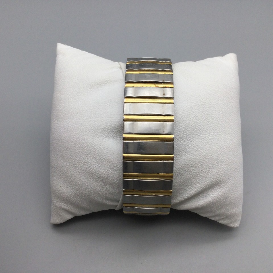 Vtg Mathey Tissot Watch Men 37mm Silver Gold Tone Date Stretch Band New