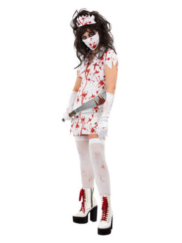 Infirmière Zombie Adultes Déguisement Halloween Sexy Sang Infirmières Tenue UK 4 - Picture 2 of 6