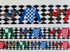 Kentucky Derby jockey silks horse Grosgrain ribbon 5/8" 7/8" 1.5" harlequin