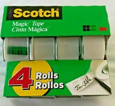 Scotch Magic Tape w/Dispenser 4 Pack 3M 3/4" x 300" Invisible