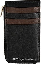 Slim Leather Wallet Card Holder Genuine Leather Coin Purse Smart Zip Pocket