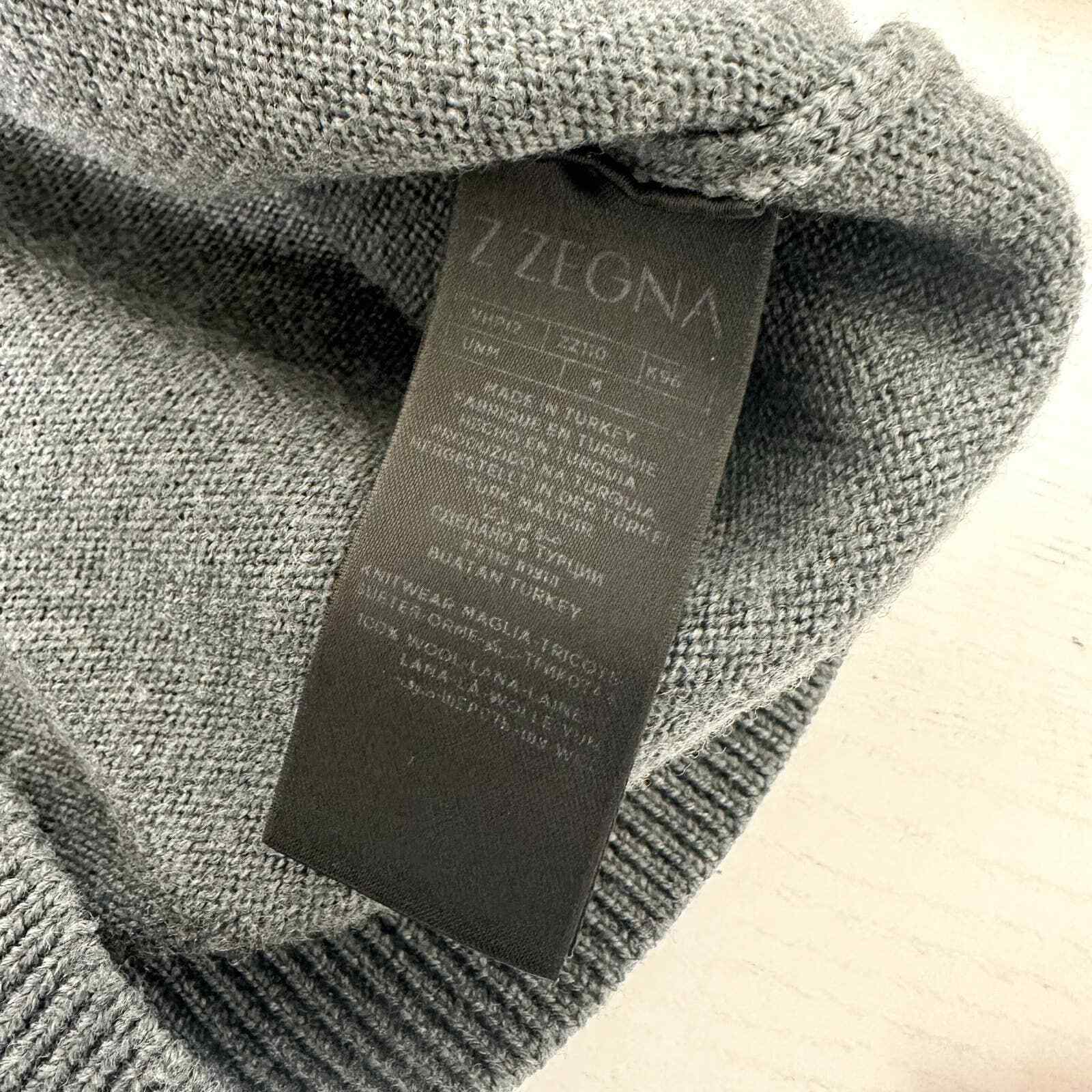 Mens Ermenegildo Z Zegna 100% Wool Knit Jumper Crewneck Sweater Gray Medium M