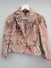Jones Wear Needlecord Paisley Print Jacket Size Uk 8 Pink/beige/brown