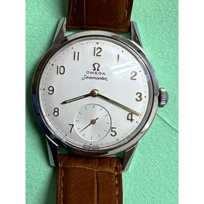 OMEGA SEA MASTER 125.003-62 Hand winding Analog White Leather belt Antique