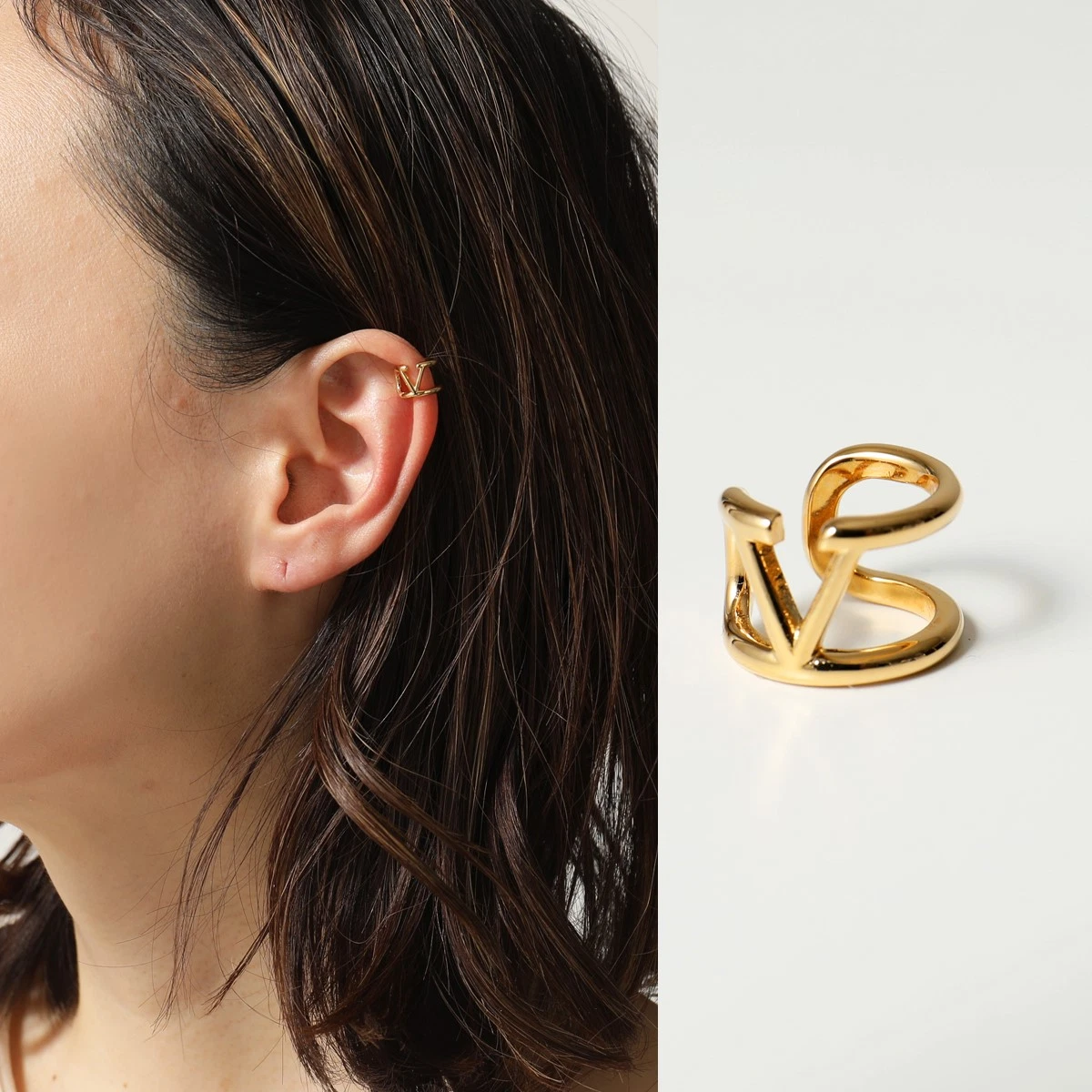 SALE VALENTINO Ear Cuff Single Ear V Logo Metal J0P21MET G NEW
