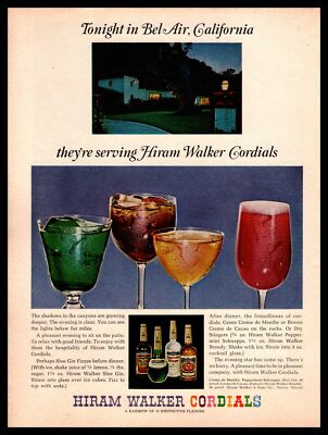 1965 Hiram Walker's Cordials Cocktails ''Tonight In Bel Air California'' Print Ad