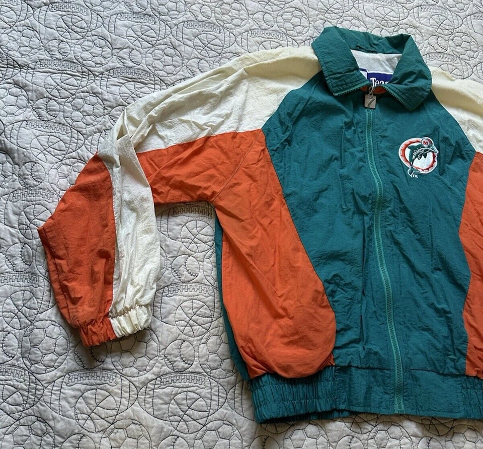 Logo 7 Miami Dolphins Jacket Windbreaker Spell Out Size Small Vintage - Image 3 of 4