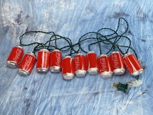 Fun Collectible Coca Cola Coke Can Plastic String Lights 11’ Long, Working