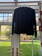 Ladies M&Co Size 10 Black Cardigan With Velvet Trim Very Good Condition
