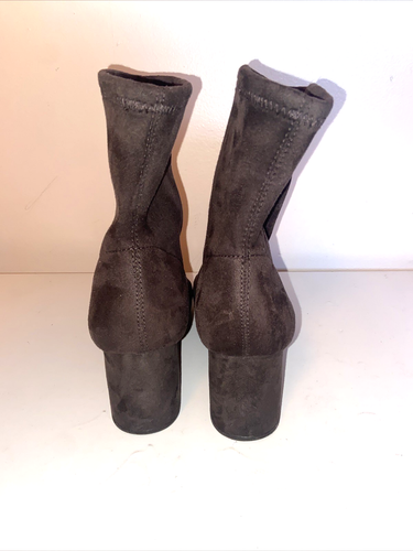 Botas de gamuza Ann Taylor marrón para mujer talla 8,5 hebilla envolvente tacón alto bloque - Imagen 5 de 11