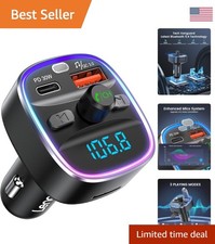 48W Fast-Charging Bluetooth 5.4 FM Transmitter: Colorful  Functional Solution