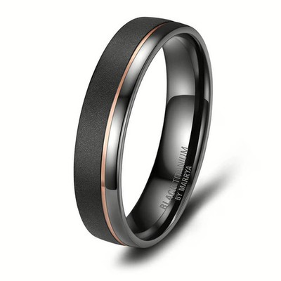 Herrenring Partnerring Trauring Ehering Black Titanium Titan Rosé Marrya HBT-04