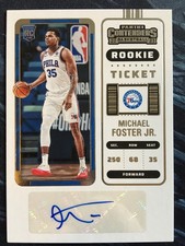 2022-23 Panini Contenders Michael Foster Jr. #154 Ticket Auto Retail 76ers