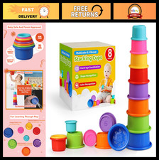Colorful Stacking Cups for Babies  Toddlers - 8 PCS Nesting, Bath  Montessori