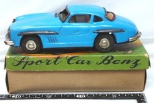 Nomura Toy "Sports Car Benz" Light Blue, Vintage Tin Toy with Box, Good "Used"