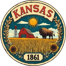 Kansas Aluminum Round Weatherproof Sign