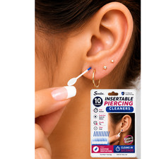 Swabx Insertable Piercing Cleaners Sturdy Tips Push Out Gunk, Odors 10 Count
