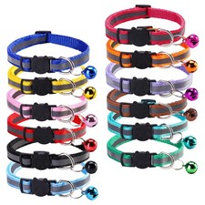 12 Pcs Reflective Breakaway Cat Collars with Bells 8-13 inches, colorful