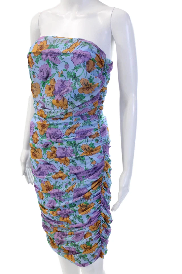 Vestido Veronica Barba Mujer Bodycon Midi Floral Azul Claro Sin Mangas Talla 6 Foto 2 de 4
