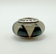 Genuine Pandora Retired Black Grey Captivating Triangles Murano Charm #790640