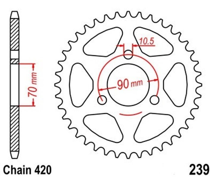 Couronne arrière 47 dents en acier traité pour Honda MBX 50 SD