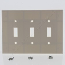 Leviton 80511-T Light Almond 3-Gang Toggle Switch Plastic Midway Wallplate Cover