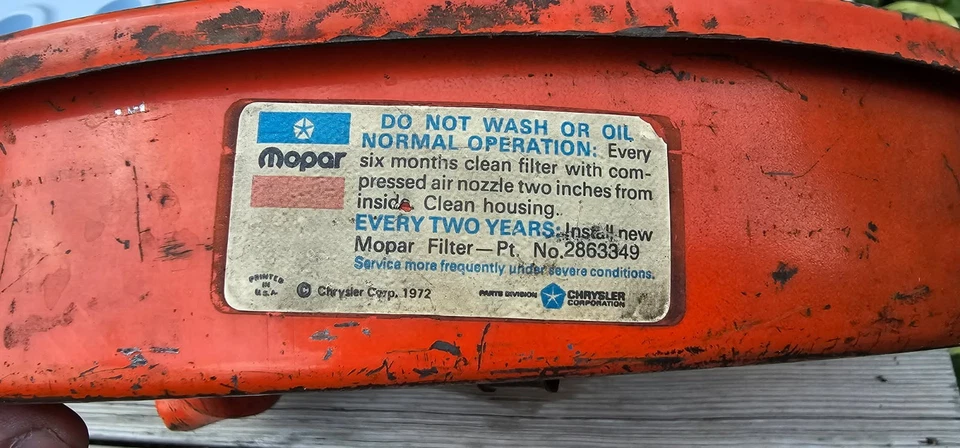 MOPAR 1967 GTX Coronet RT 440 HP doble tubo filtro de aire sin silenciamiento cargador 440 Foto 3 de 4