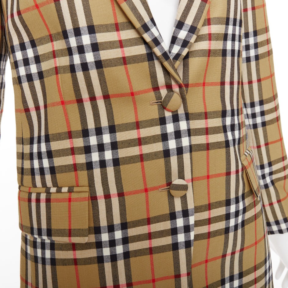 BURBERRY 100% wool brown House Check single breasted blazer jacket