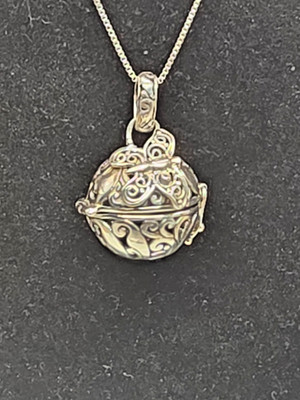 1'' 925 Sterling Silver Harmony Ball Bell Jingle Chime Charm Pendant 10.2 17''