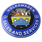 Vintage Volkswagen Sign - Porcelain VW Bus Service Scooby Doo Gas Sign
