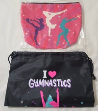 2pk Gymnastics Drawstring Backpack  Makeup Cosmetics Bag Girls Multicolor Pouch