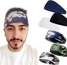 Sweat Headbands for Men,6 Pack Workout Sports Hairband Camouflage Solid Color
