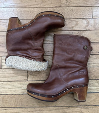 Vintage UGG Women s Brown Leather Mid-Calf Bo...