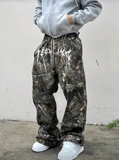 Baggy Y2k Streatwear Camo Sweatpants Drawstring Elastic Waist Comfortable Soft